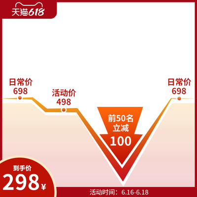 618降价折扣红色主图