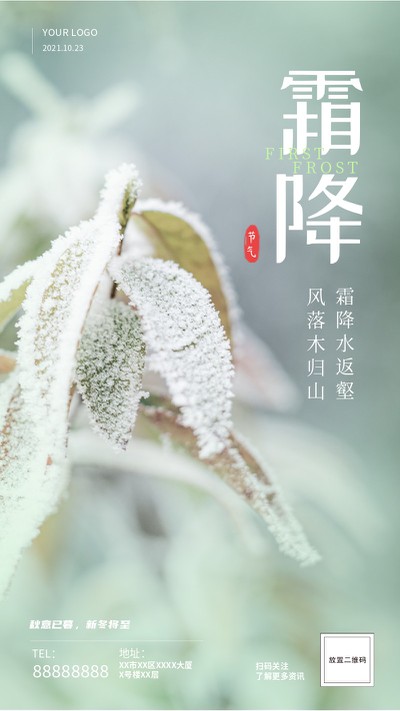 霜降,二十四节气,树叶,霜